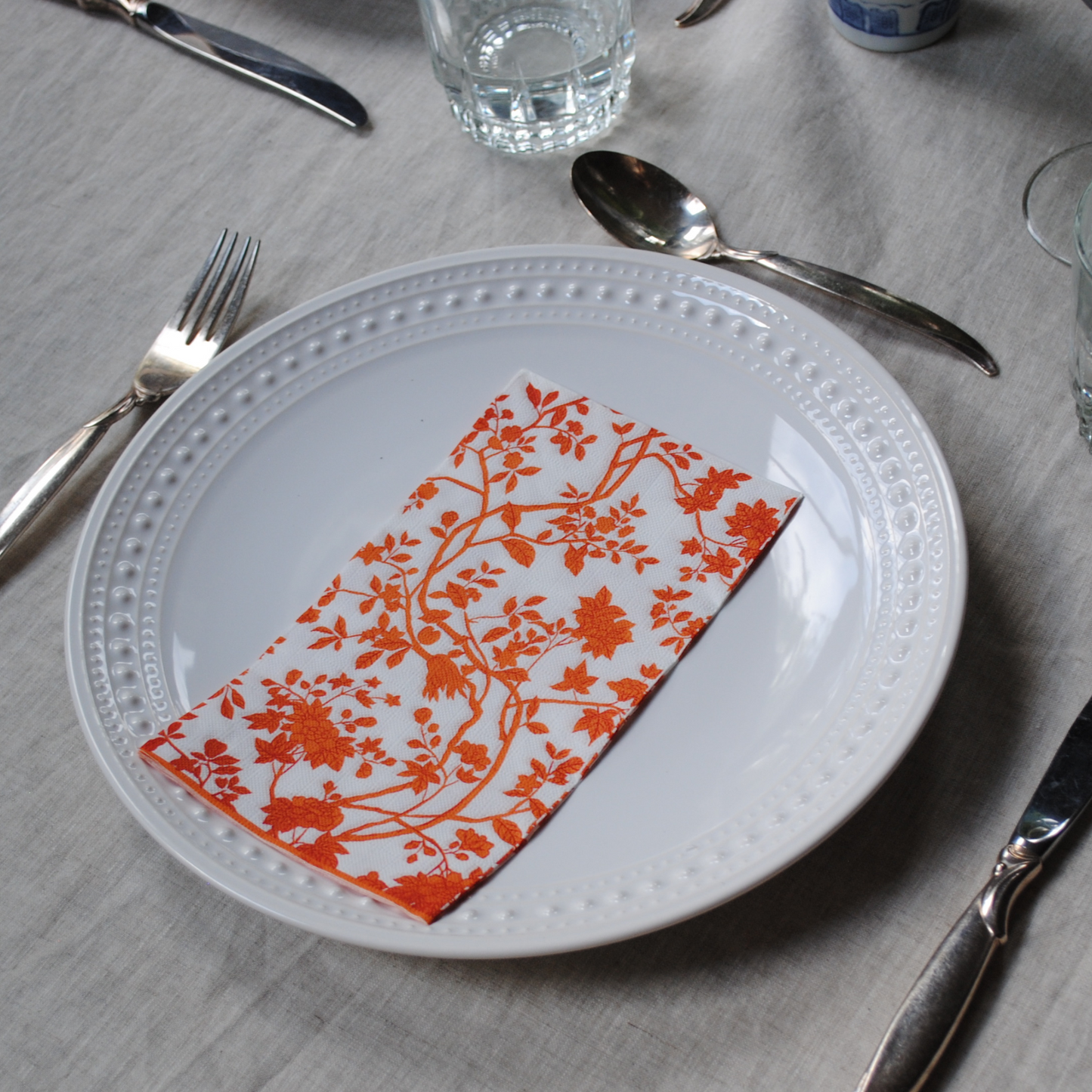 Orange Chinoiserie Dinner Napkins