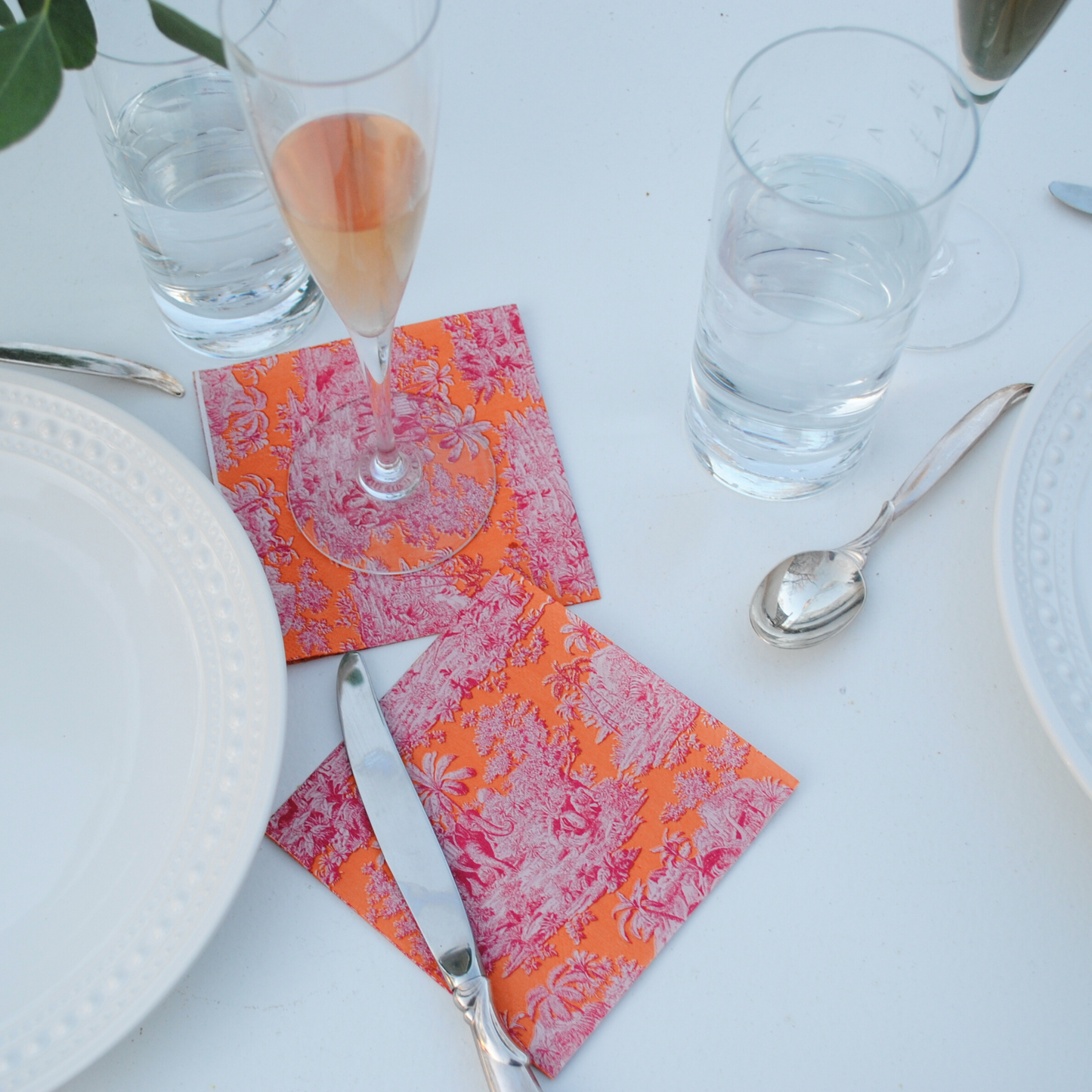 Blood Orange Toile Cocktail Napkins