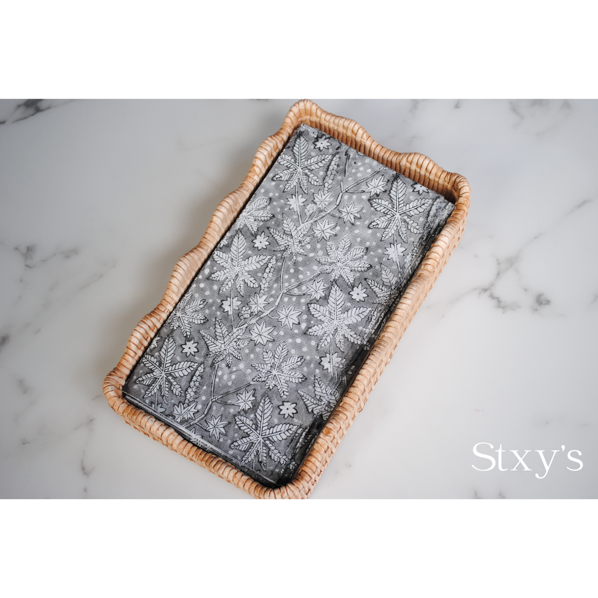 Grey Block Print Guest Napkins