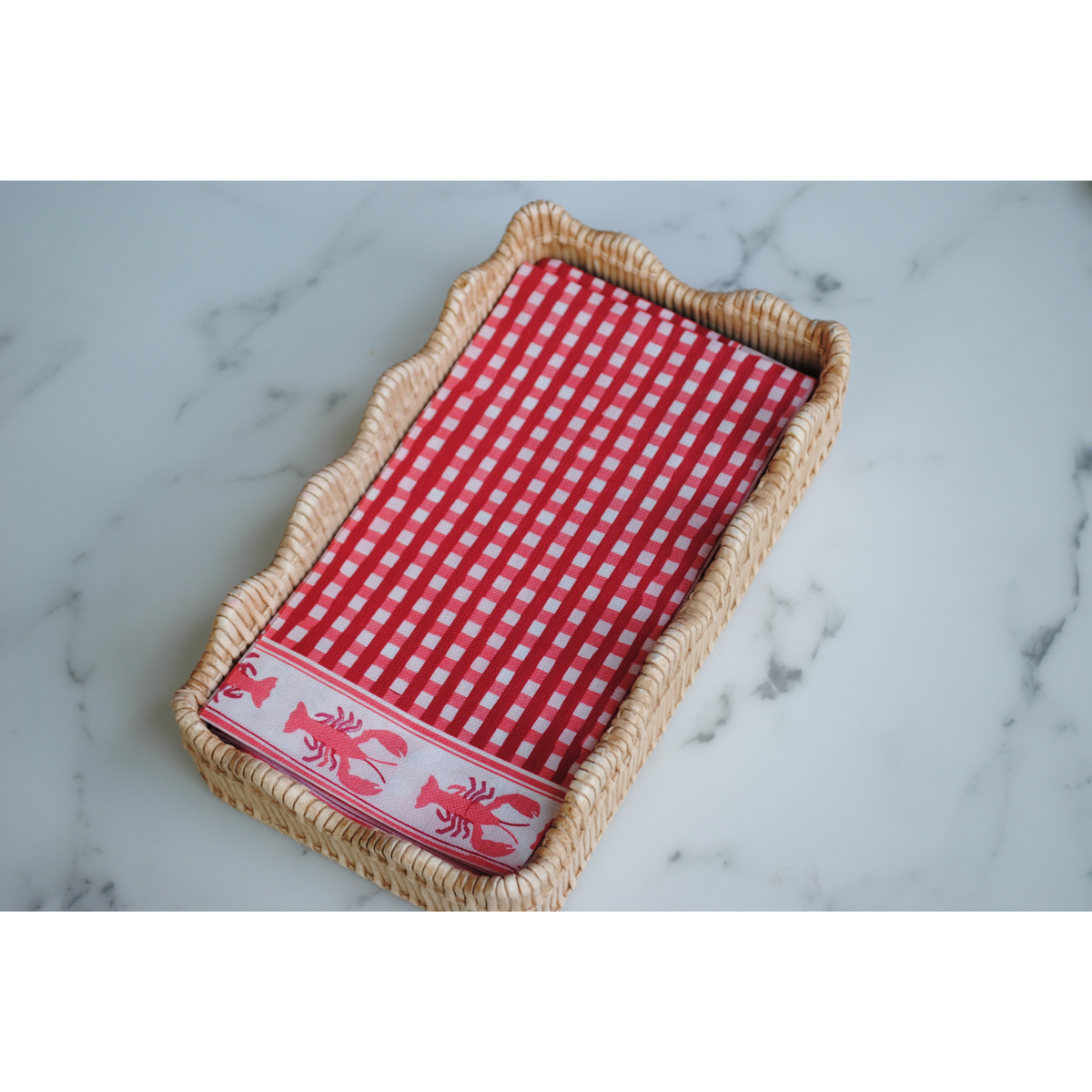 Lobster Block Print Paper Guest Napkins