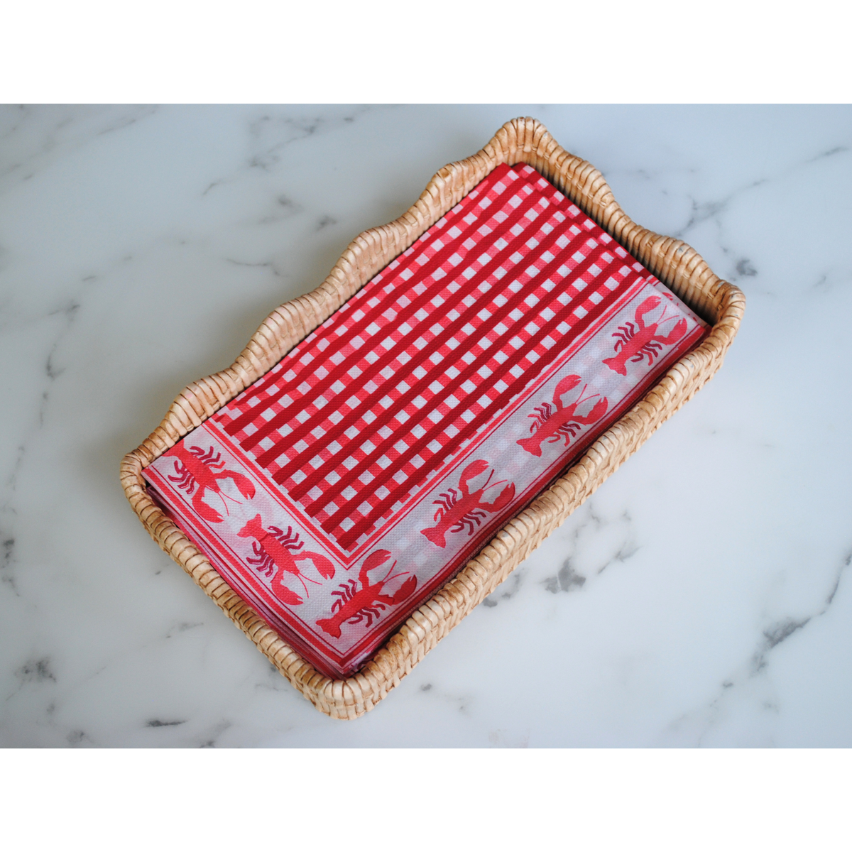 Lobster Block Print Paper Guest Napkins