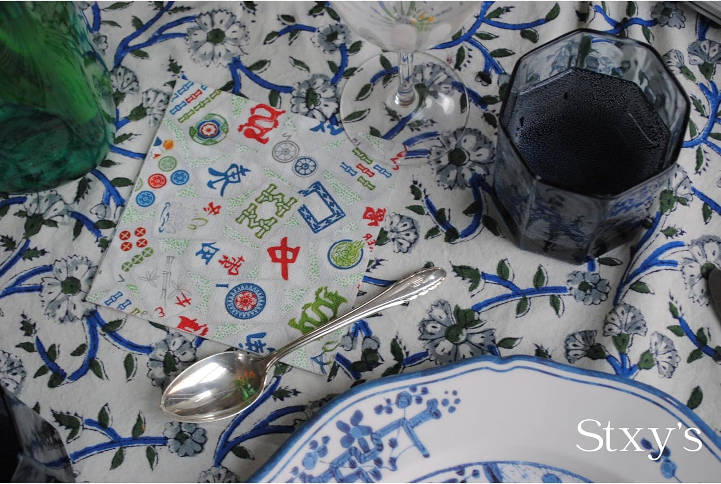 Sage Green Mahjong Cocktail Napkins