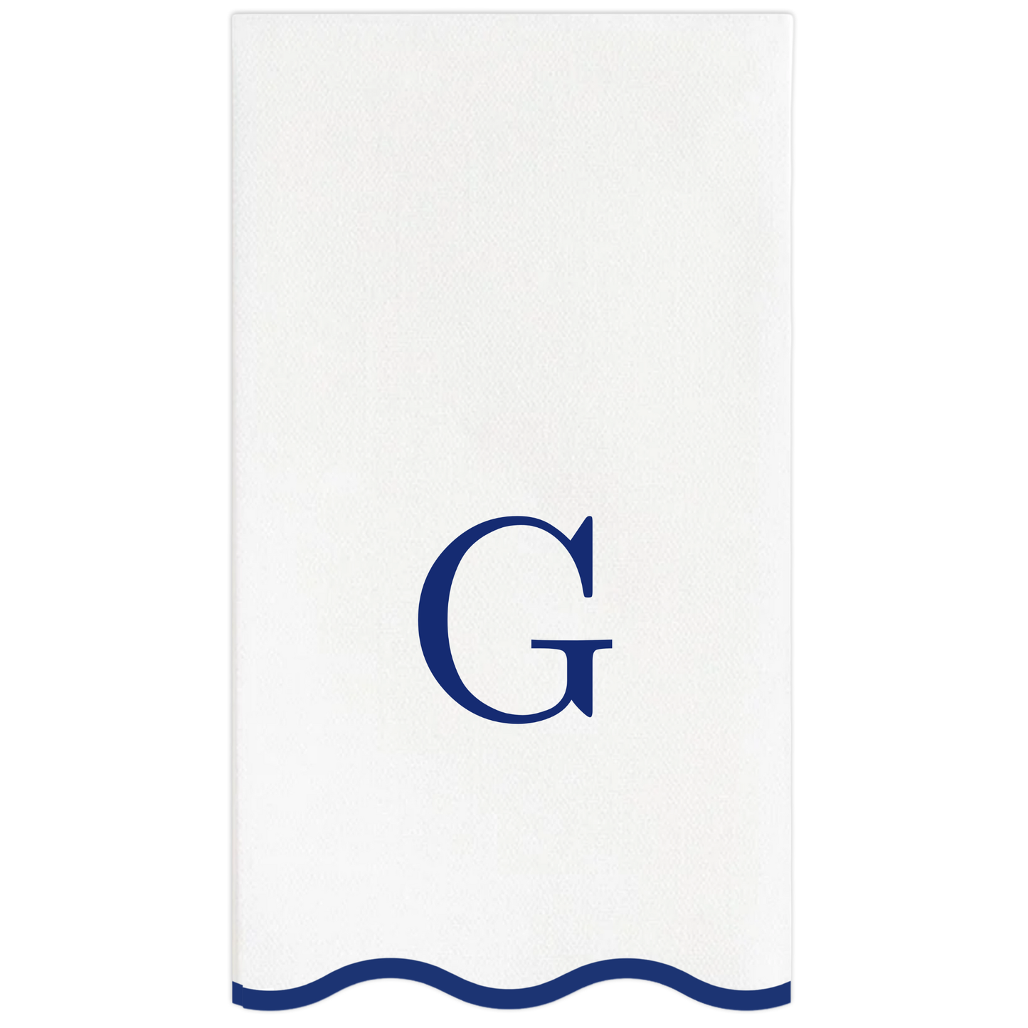 G Initials Letter Monogram Paper Napkins - Blue and White Scalloped