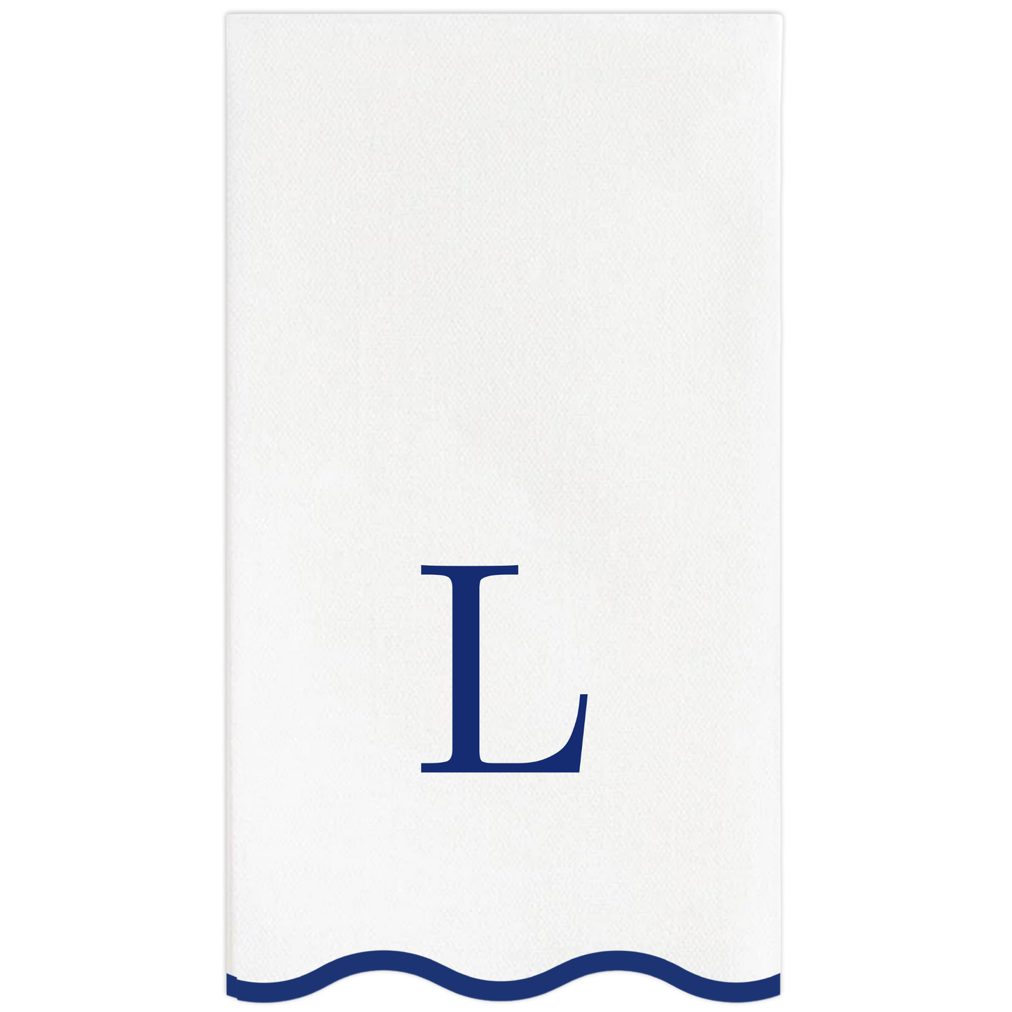 L Initials Letter Monogram Paper Napkins - Blue and White Scalloped