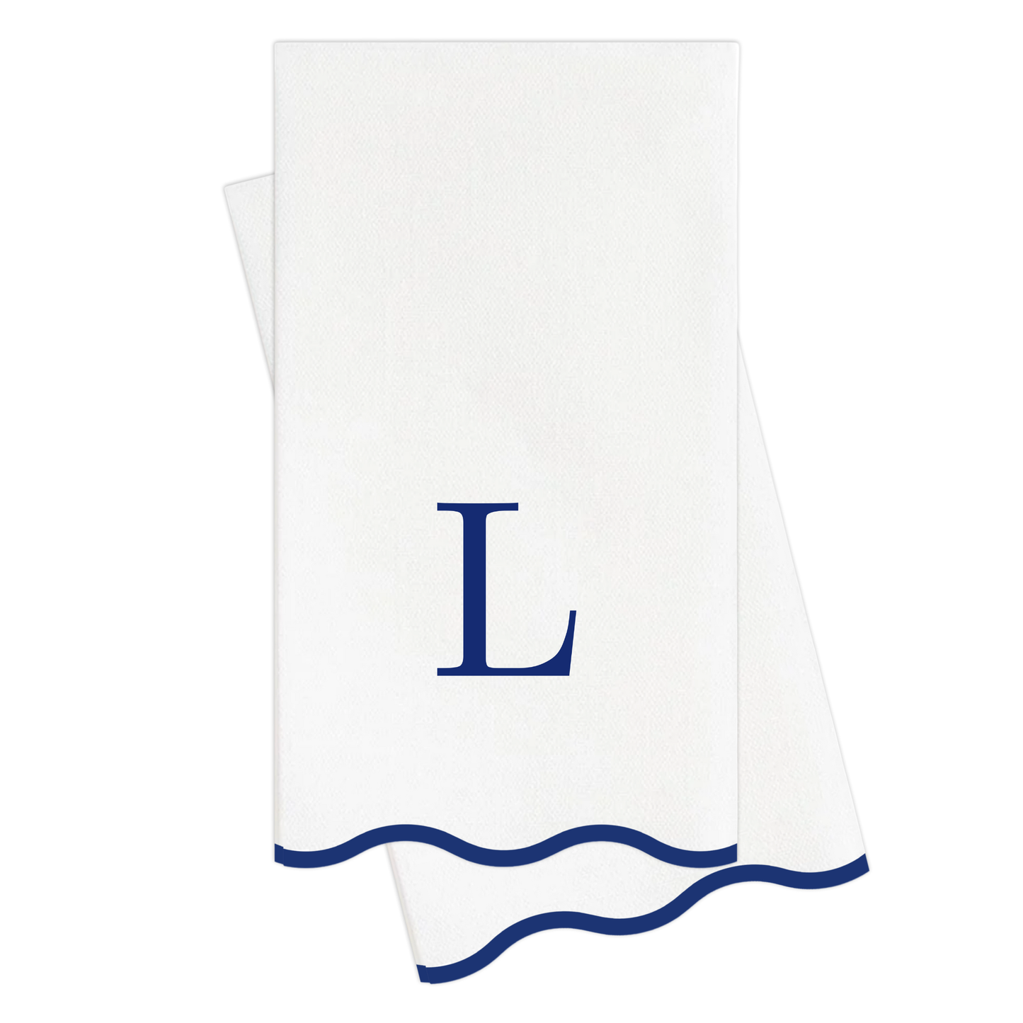 L Initials Letter Monogram Paper Napkins - Blue and White Scalloped