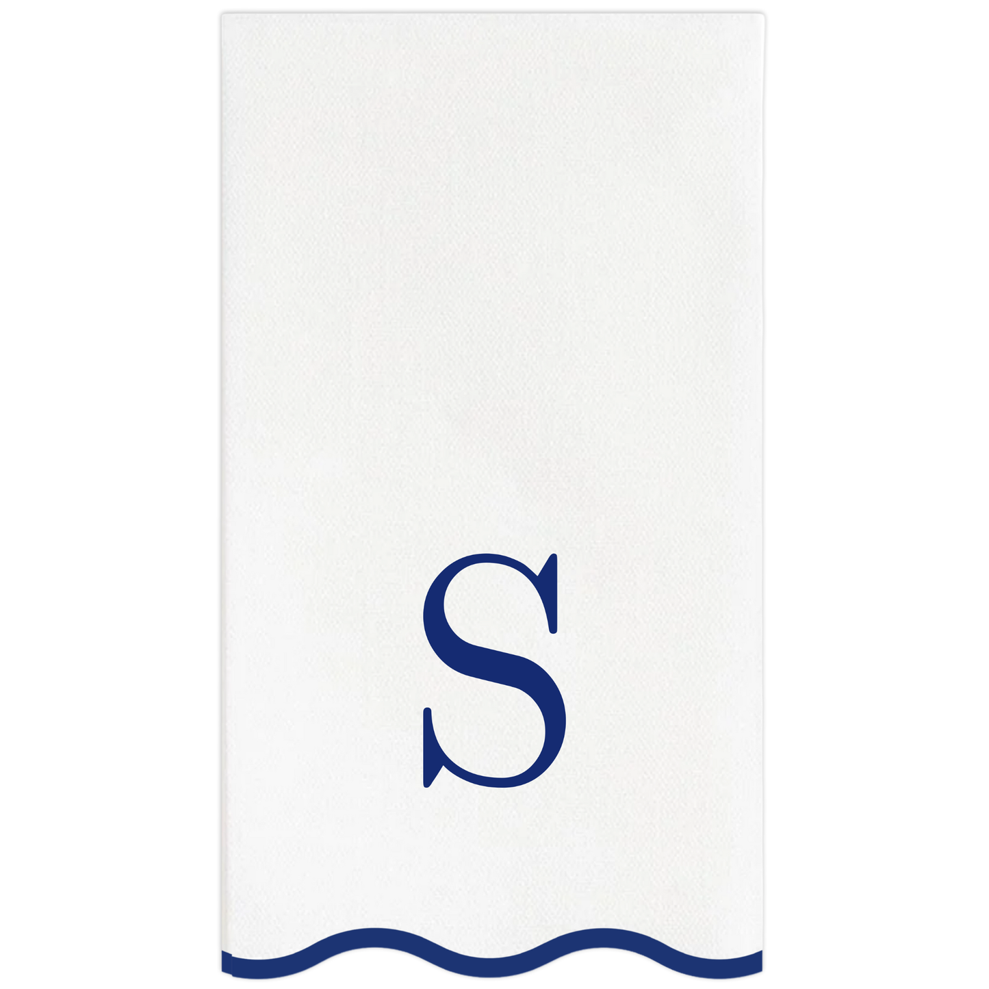 S Initials Letter Monogram Paper Napkins - Blue and White Scalloped