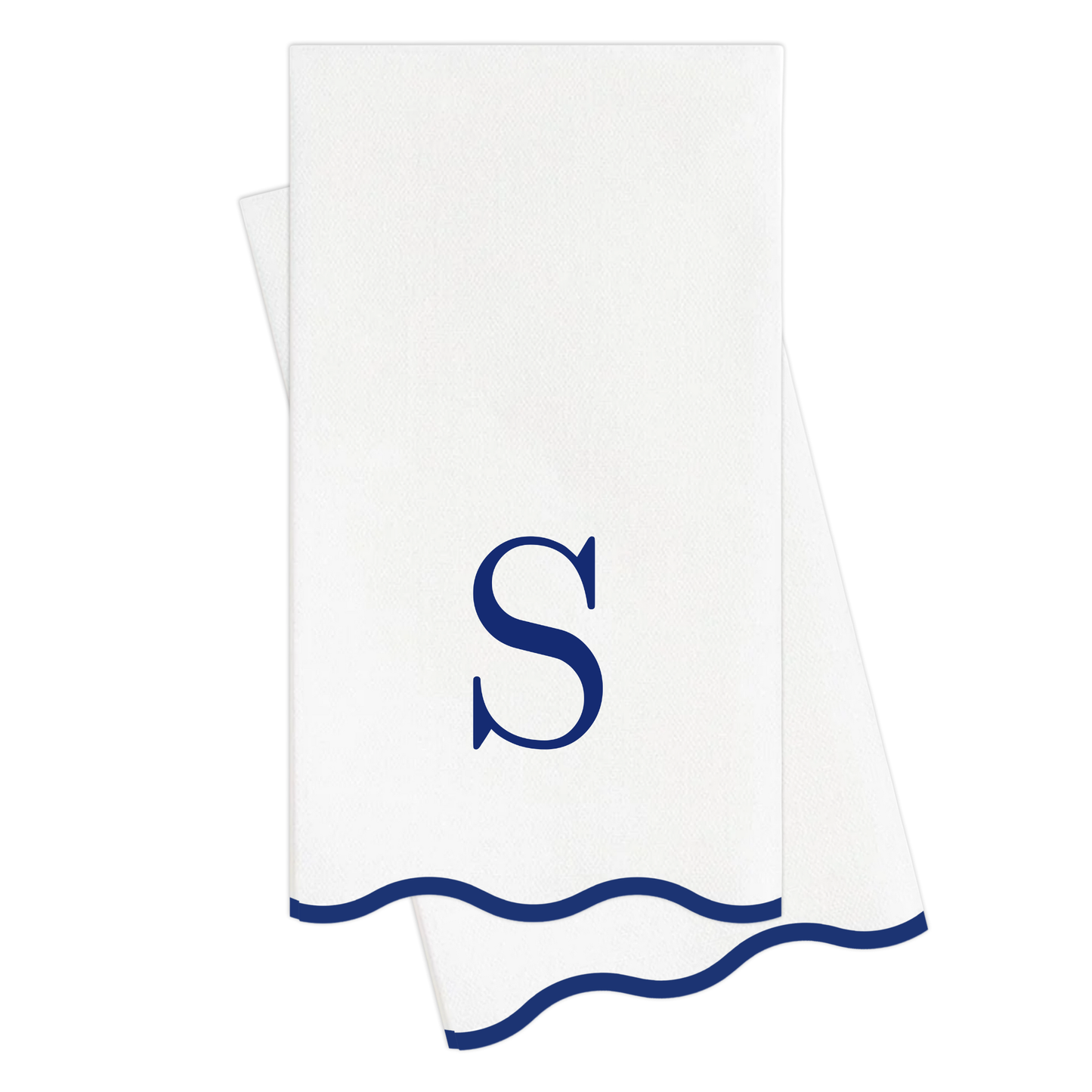 S Initials Letter Monogram Paper Napkins - Blue and White Scalloped