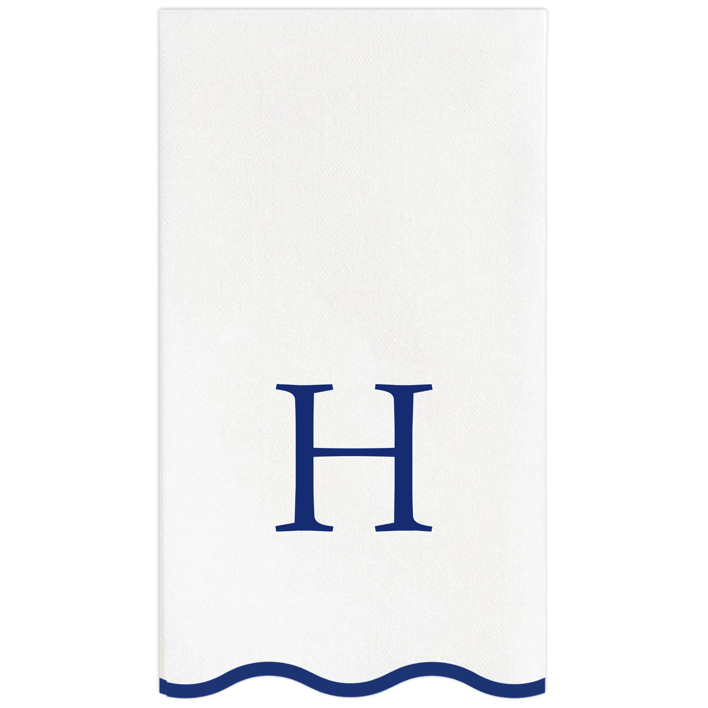 H Initials Letter Monogram Paper Napkins - Blue and White Scalloped