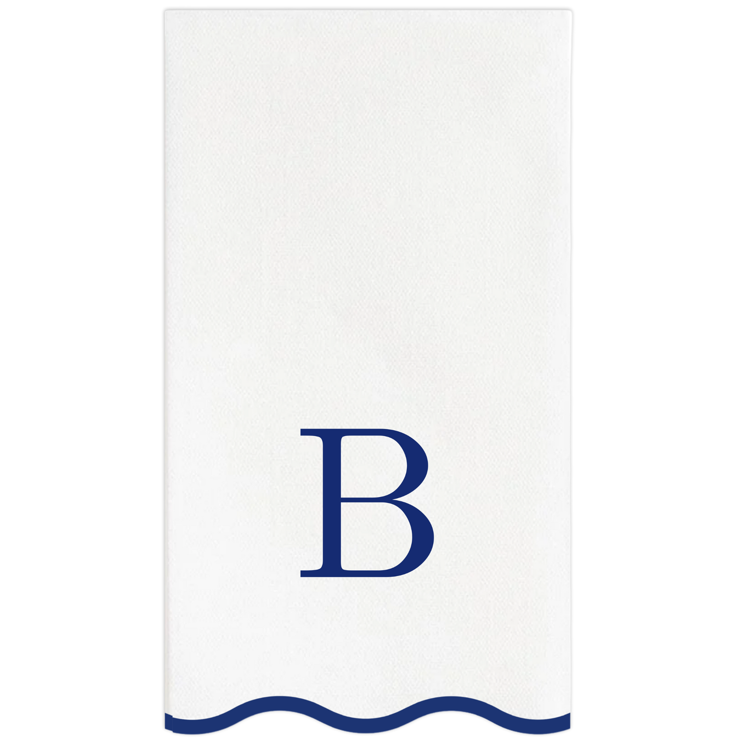 B Initials Letter Monogram Paper Napkins - Blue and White Scalloped