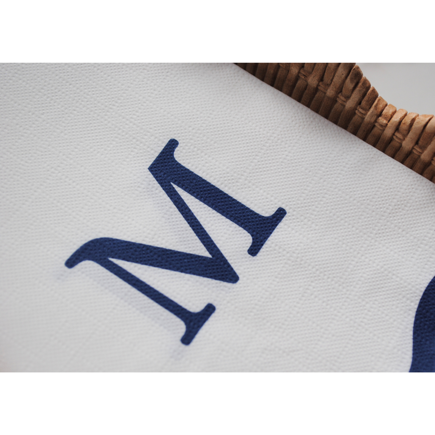 M Initials Letter Monogram Paper Napkins - Blue and White Scalloped