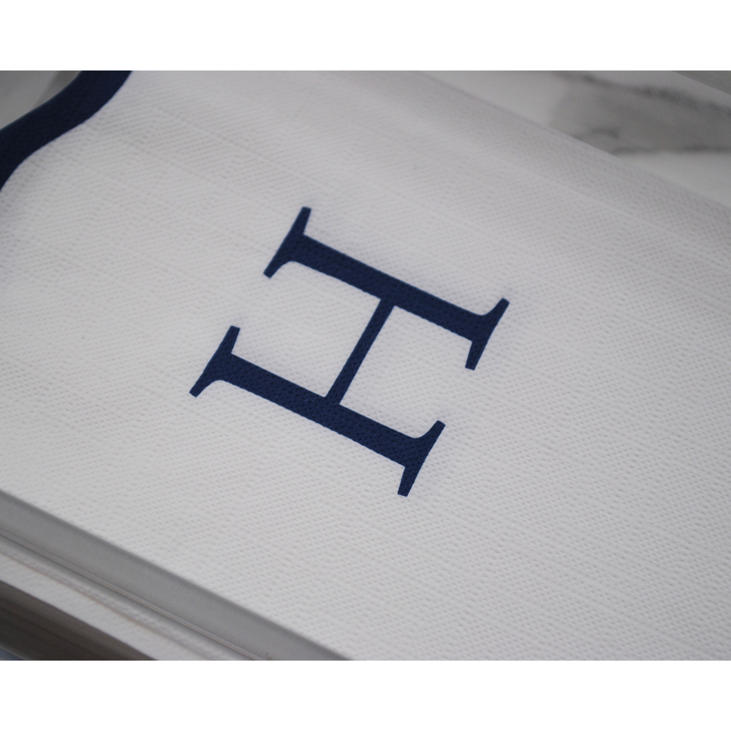 H Initials Letter Monogram Paper Napkins - Blue and White Scalloped