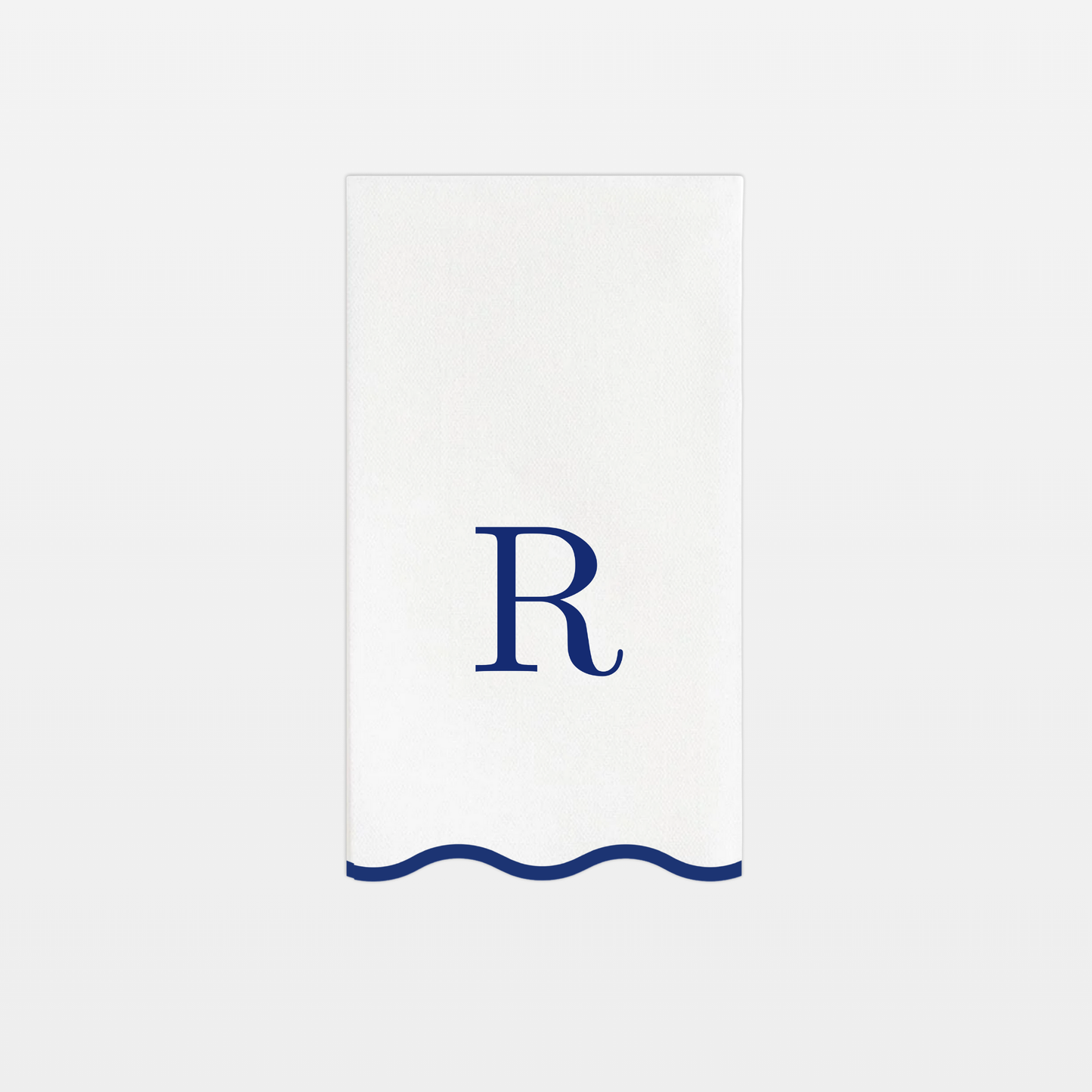 R Initials Letter Monogram Paper Napkins - Blue and White Scalloped
