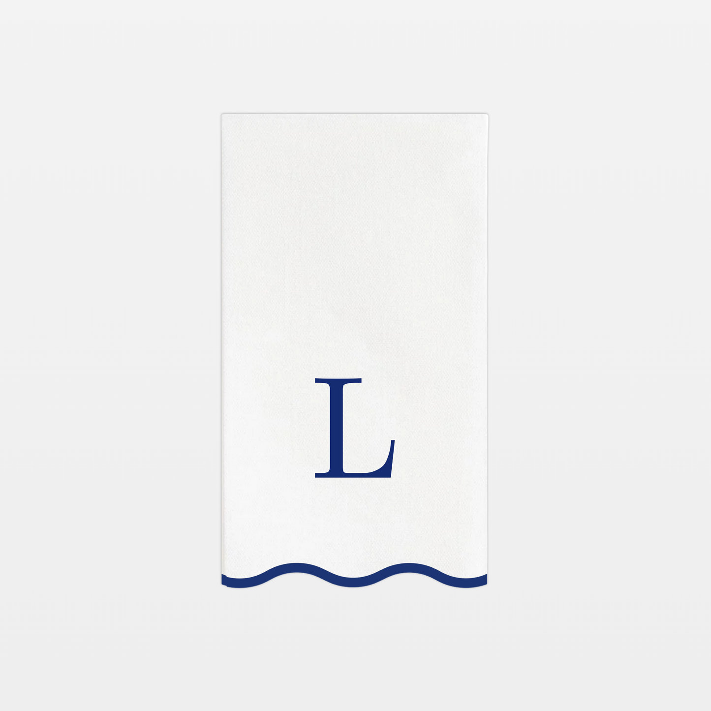 L Initials Letter Monogram Paper Napkins - Blue and White Scalloped
