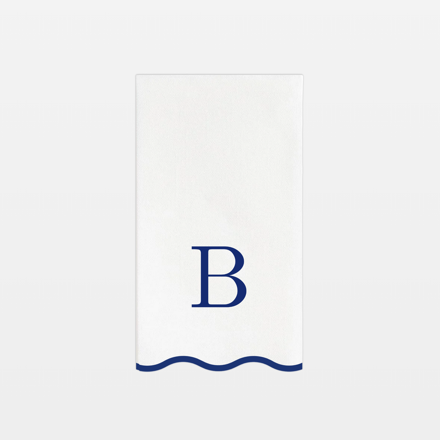 B Initials Letter Monogram Paper Napkins - Blue and White Scalloped
