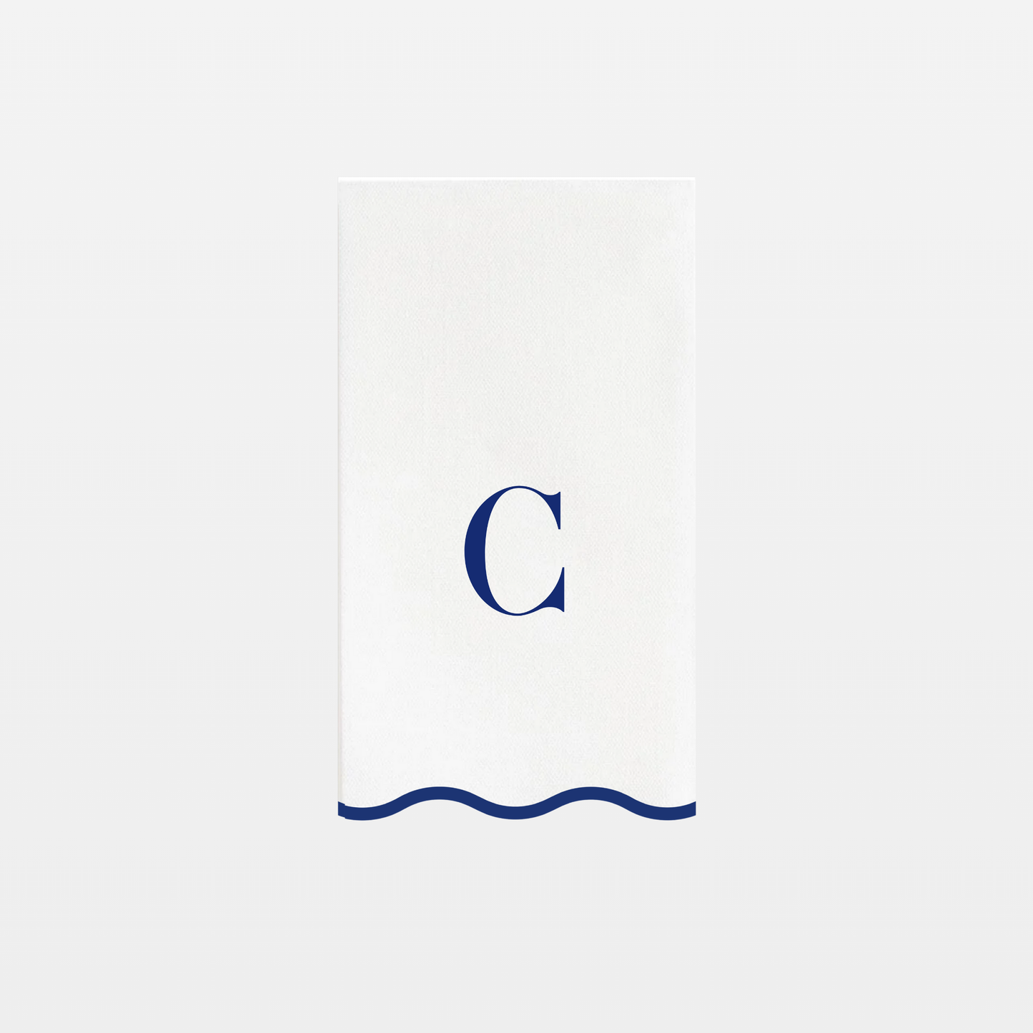 C Initials Letter Monogram Paper Napkins - Blue and White Scalloped