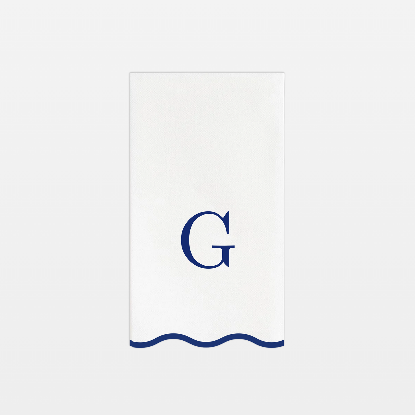 G Initials Letter Monogram Paper Napkins - Blue and White Scalloped
