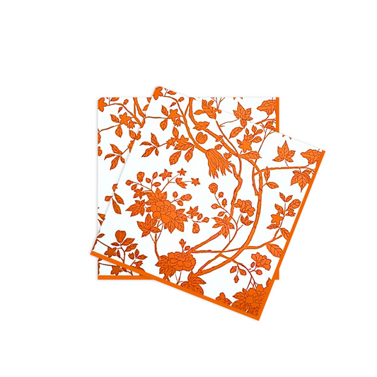 Orange Chinoiserie Cocktail Napkins
