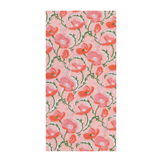 Pink Poppy Block-Print Floral Paper Guest Napkins