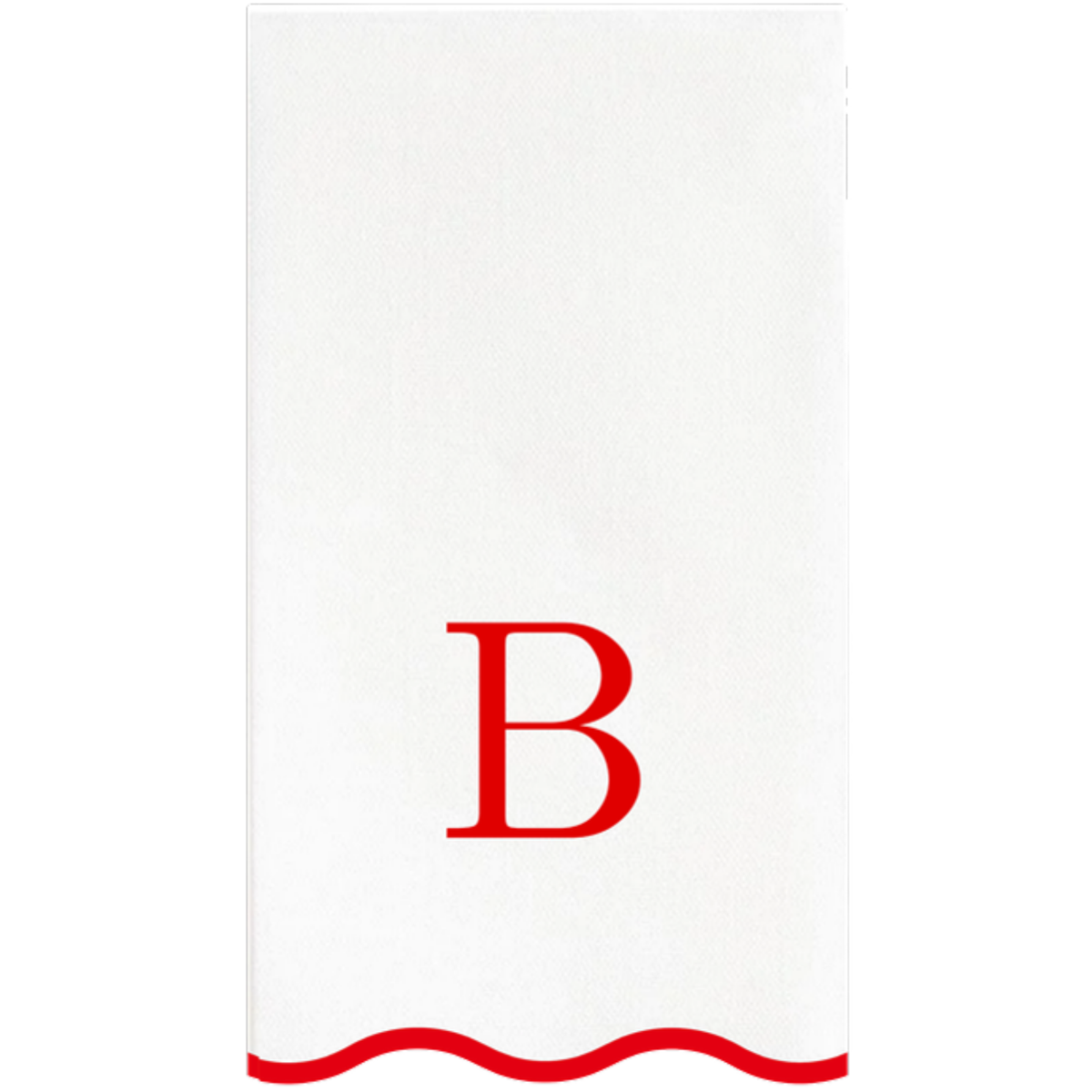 B red scalloped monogram guest napkin