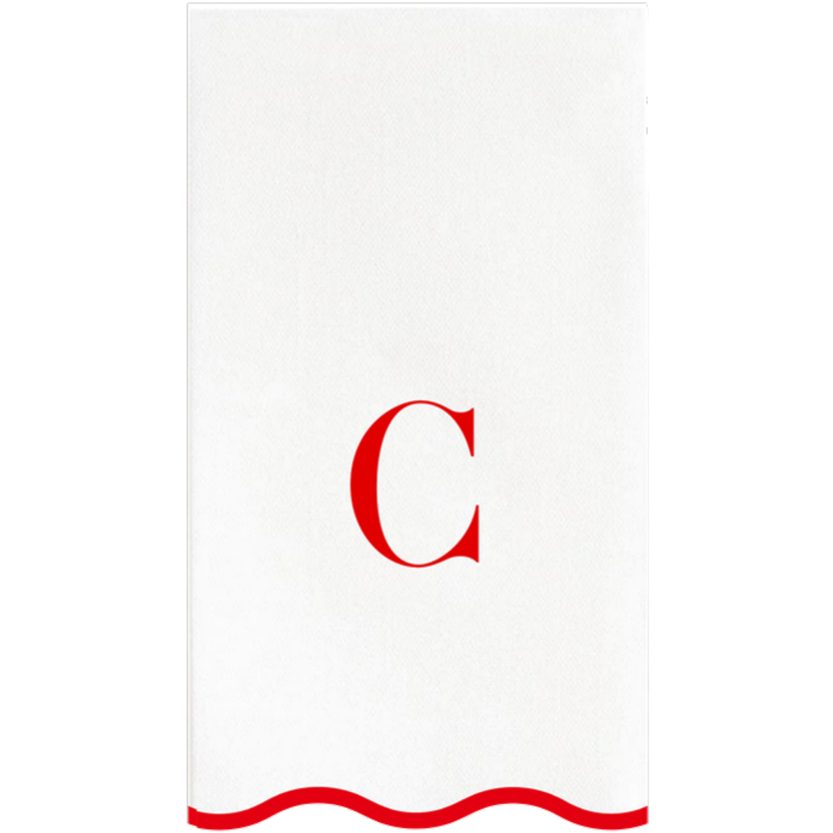 C red scalloped monogram guest napkin