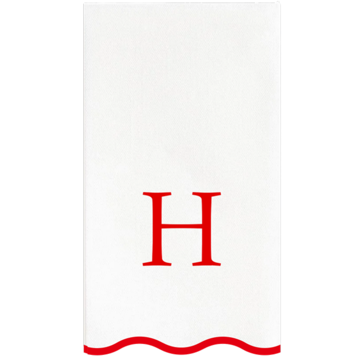 H red scalloped monogram guest napkin