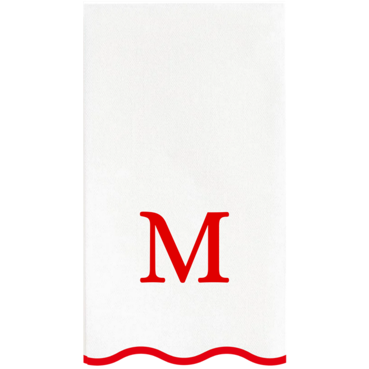 M red scalloped monogram guest napkin