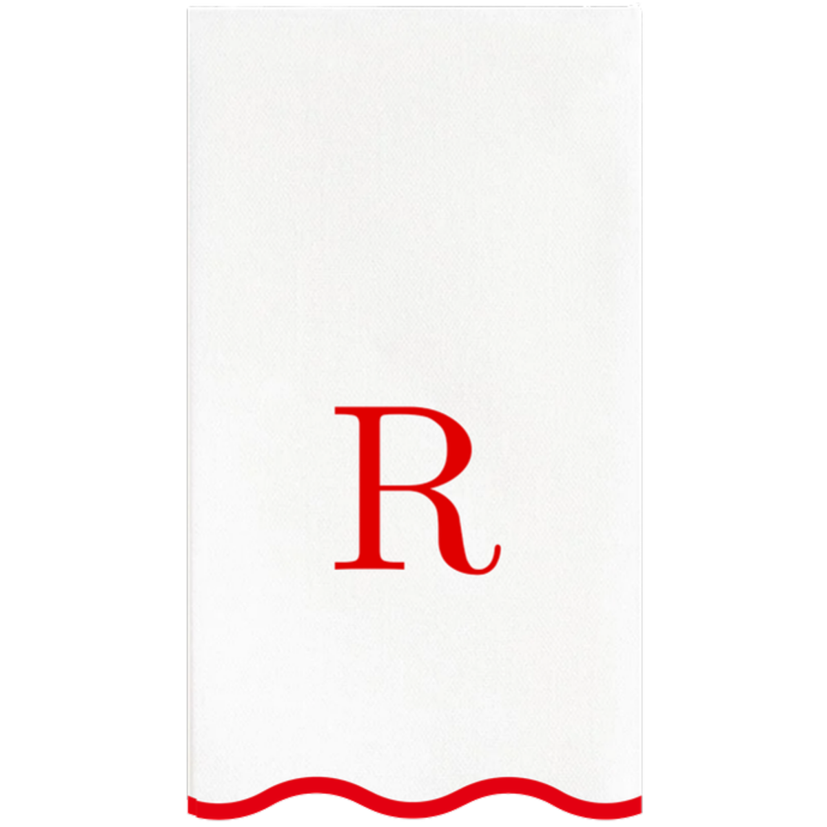R red scalloped monogram guest napkin