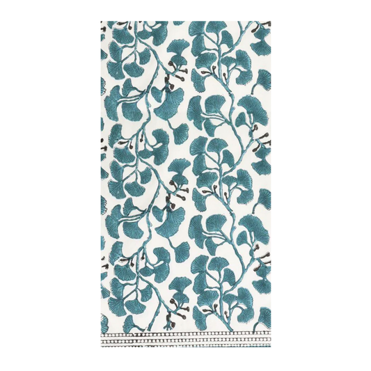 Ginkgo Leaves Block-Print Floral Paper Guest Napkins