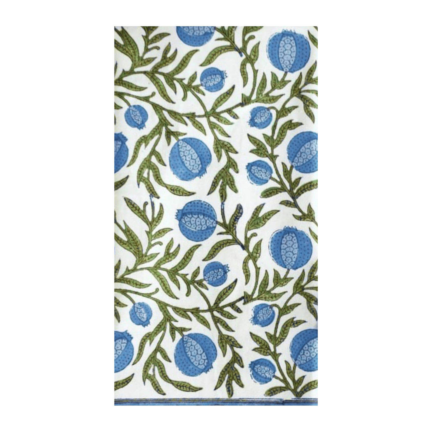 Blue Pomegranate Block-Print Paper Guest Napkins