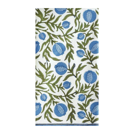 Blue Pomegranate Block-Print Paper Guest Napkins