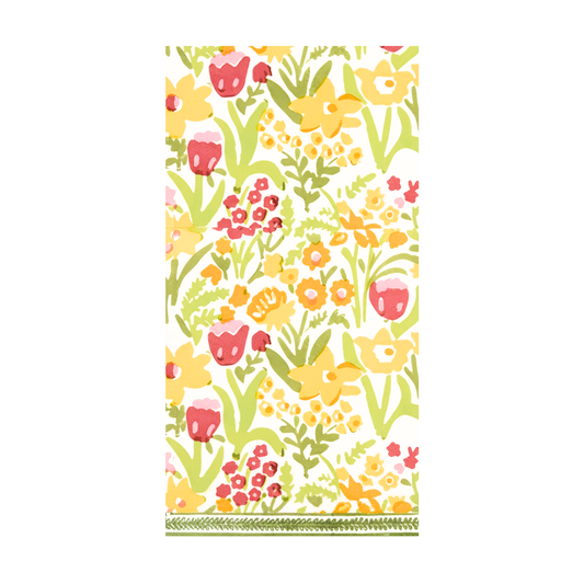 Tulips and Daffodils Spring Floral Block-Print Paper Guest Napkins