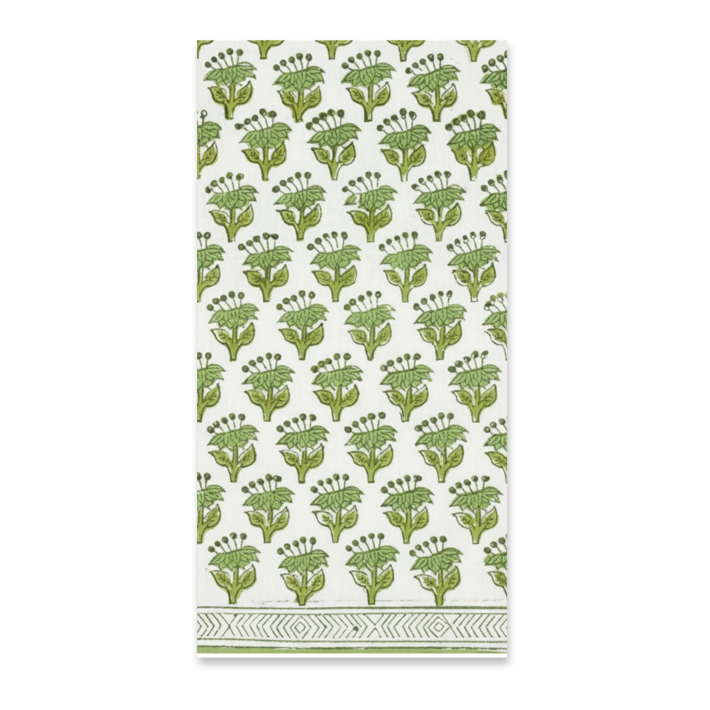 Green Floral Block-Print Paper Guest Napkins