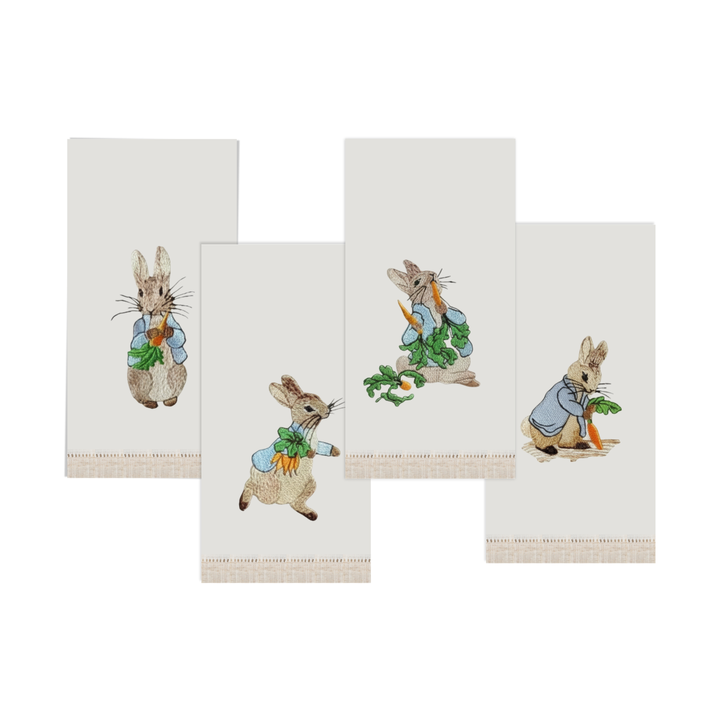 Easter Bunny and Carrot Embroidered Paper Guest Napkins